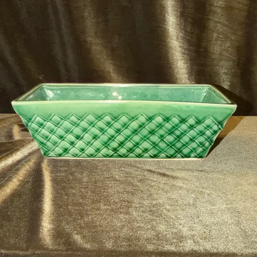 McCoy Green Basketweave Rectangular Planter