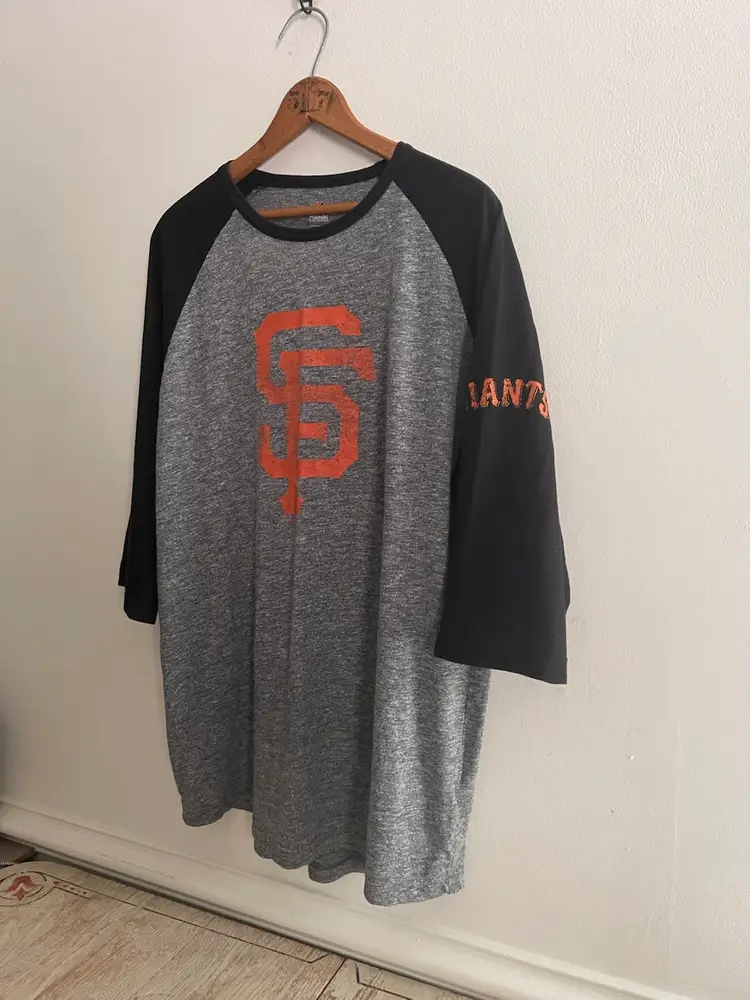Majestic San Francisco Giants Raglan TShirt 3/4 Sleeve MLB Grey/Black Adult XL