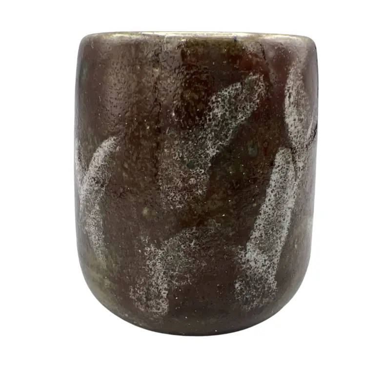 Studio Art Pottery Mug Signed P-LB 3.25 in Brown 2 Tone