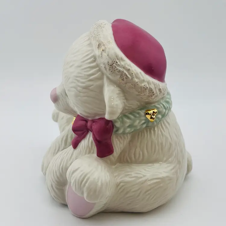 Lenox Christmas Figurine Pink Hat Polar Bear 4.5”