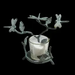 Verde Metal 3 Dragonfly Votive Holder With Votive