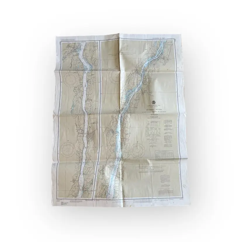Vintage Nautical Chart 12347 Hudson River- Wappinger Creek to Hudson. NOAA 1985 33" x 44"