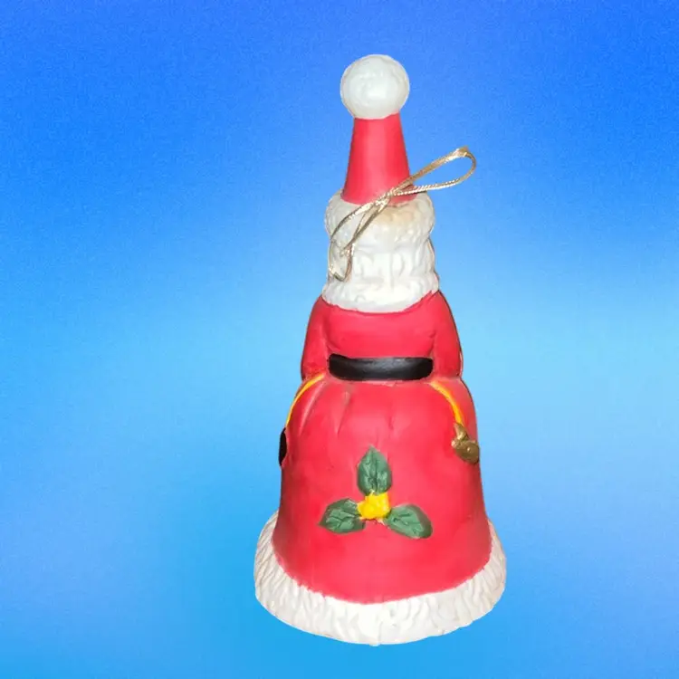 Vintage Hand Painted Porcelain Santa Claus Bell Artmark Treasury of Gifts 6in