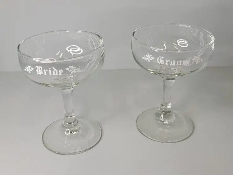 Bride and Groom Set - Cocktail Champagne coupe style glass