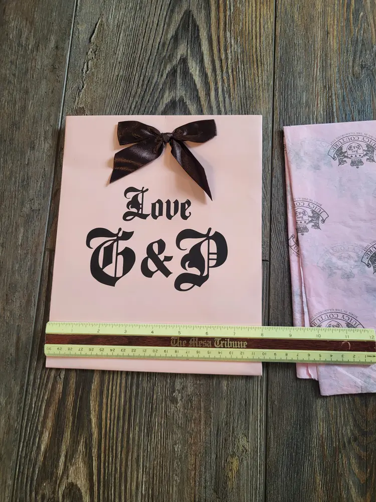 Medium Love Bow Juicy Couture Gift Bag Baby Pink & Brown With Tissue Paper