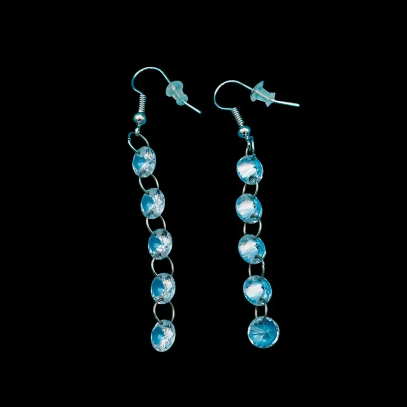 Clear Crystal Bead Dangle Earrings – Silver-Tone Chain