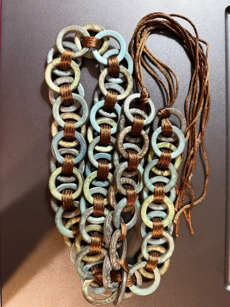 Vintage Coconut Shell Adjustable Tie Belt