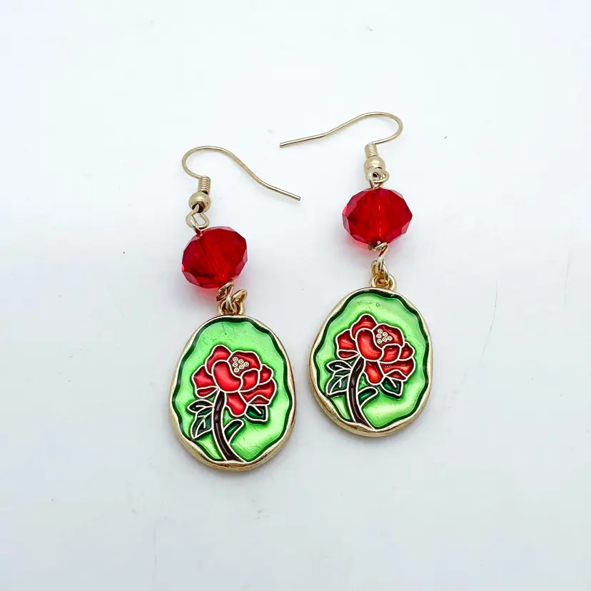 Poinsettia Christmas Earrings Handmade