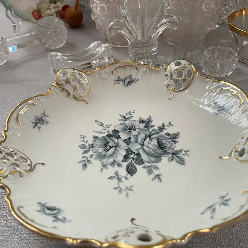 Rosenthal Footed Dish Blue White Gold
