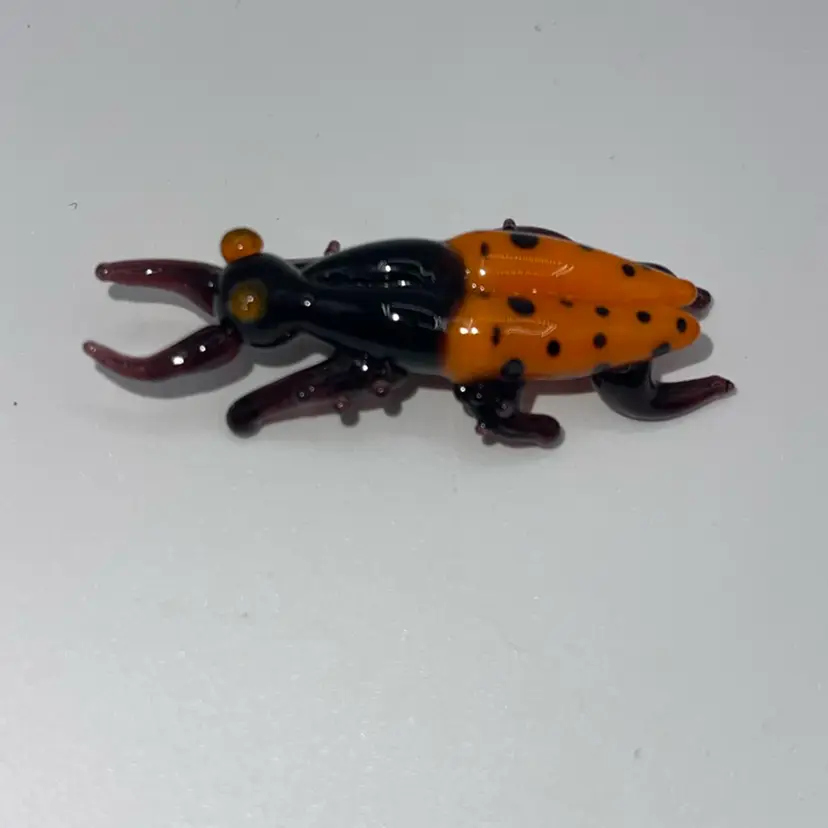 22 Glass Beetle Orange And Black/purple 2” By Global Village
