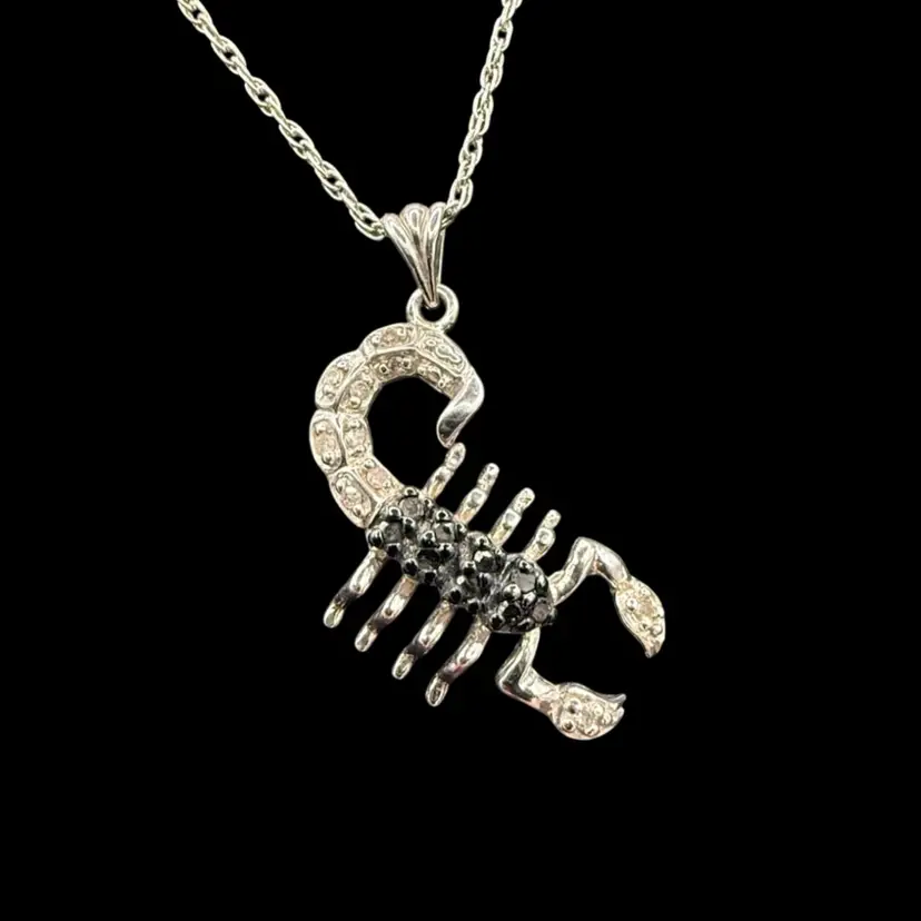 Sterling Silver And Diamond 1/5 Scorpion Necklace