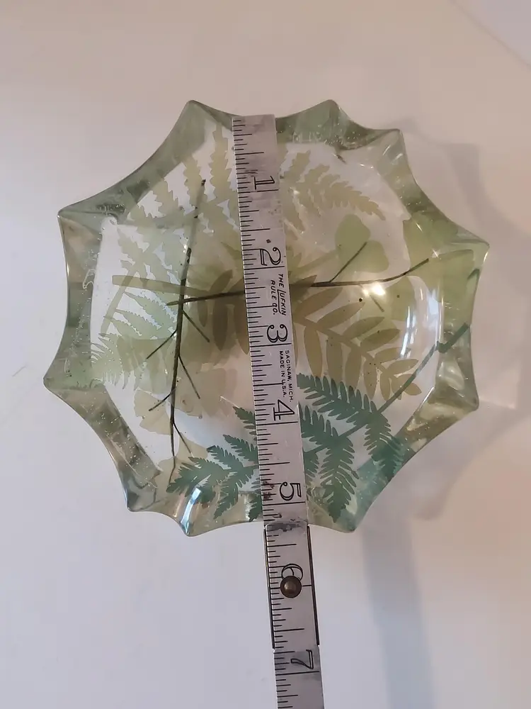 Lucite Garden Ferns Botanical Trinket Dish