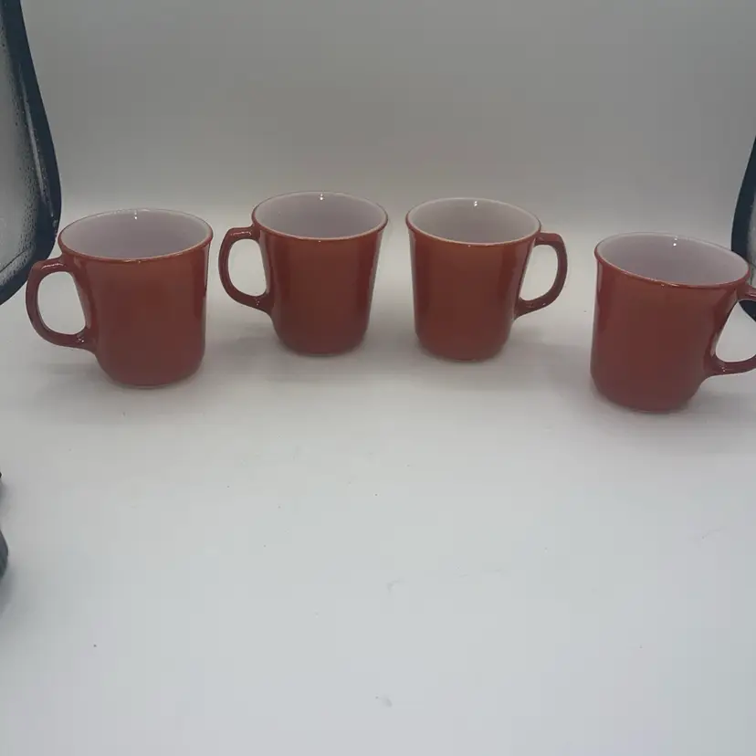 **pick Of The Week**Pyrex Corning Ware Set of 4 Burnt Orange Coffee Mugs Cups Made in USA