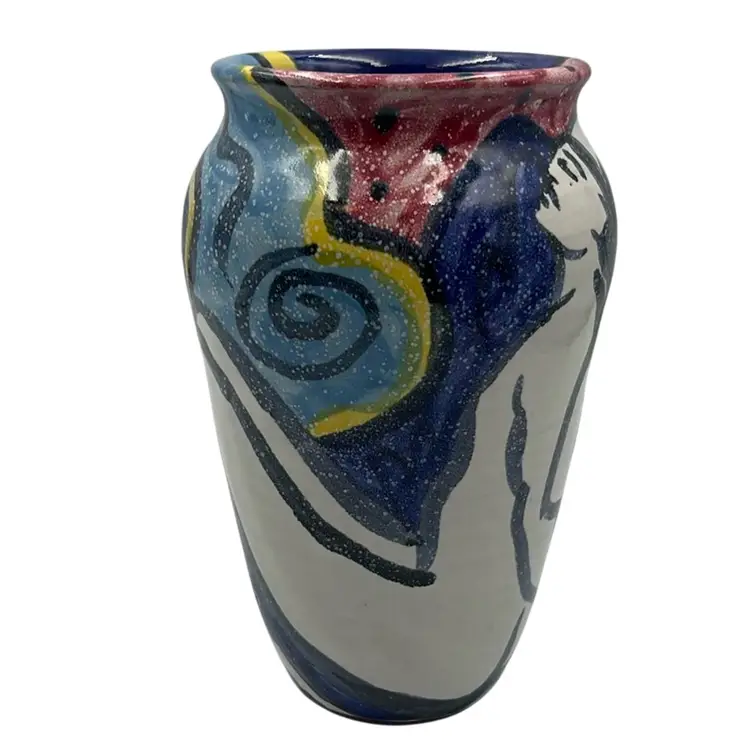 #05 - Art Pottery LOVE Vase Signed & Co-op Label 7” Tall x 5” Wide