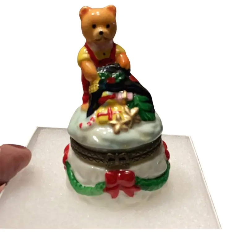 Teddy bear trinket box decorated