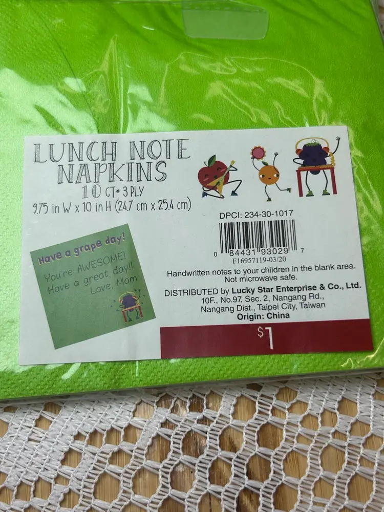 Vintage Paper Lunch Note Napkins 2 Packs Of 10 Each.