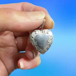 Vintage Mid Century Sterling Silver Etched Locket,  USA Made