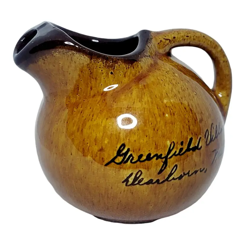 VTG REDWARE PITCHER CREAMER GREENFIELD VILLAGE DEARBORN CANADA SOUVENIR