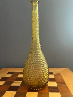 #01 Empoli Amber Diamond Glass Hobnail Genie Bottle Decanter ONLY 15.5” NO STOPPER