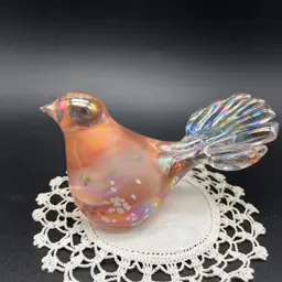 Silvertri  Hand Blown Iridescent Dove Figurine Pink 3” Tall X 4”