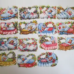 Set of 15 - 1950's West Germany Paper Scraps Die Cuts Babies 1B