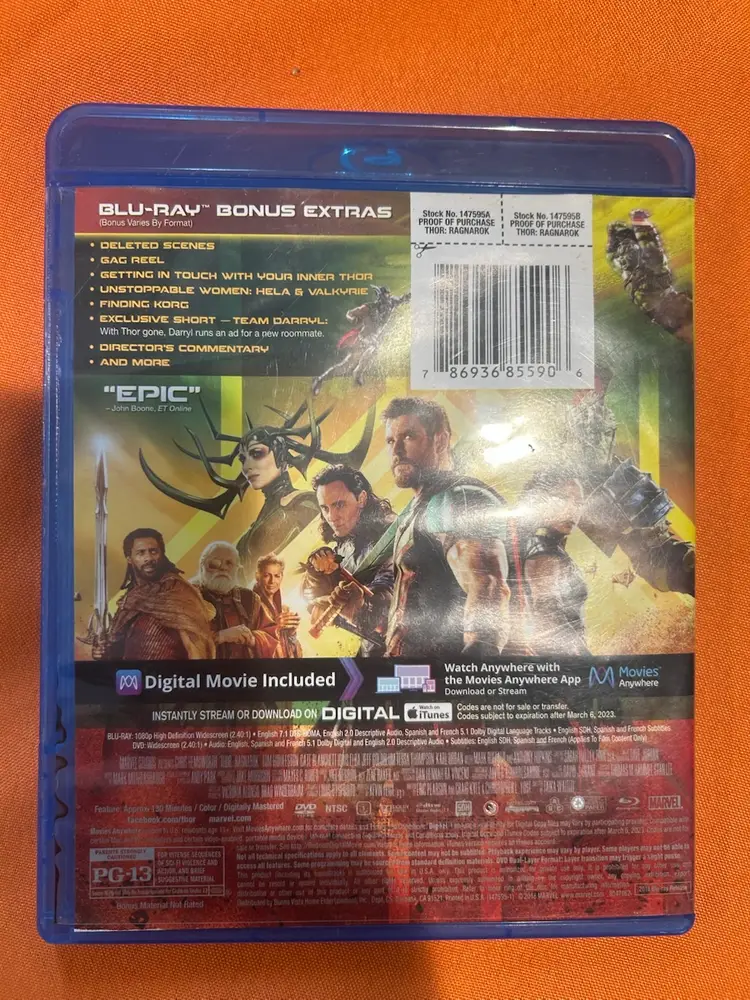 Thor: Ragnarok (Blu-ray/DVD, 2017). No Digital .....