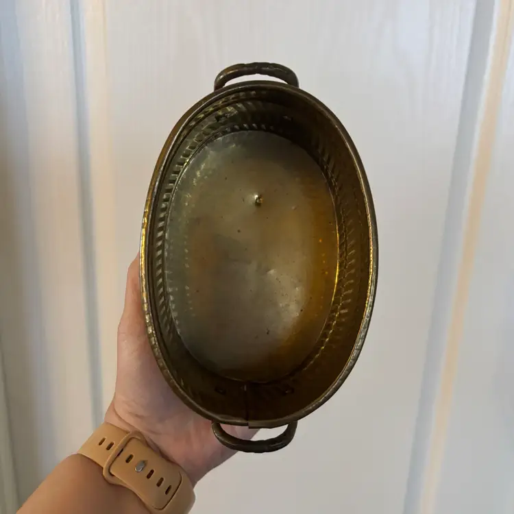 Vintage Brass Small Fluted Planter