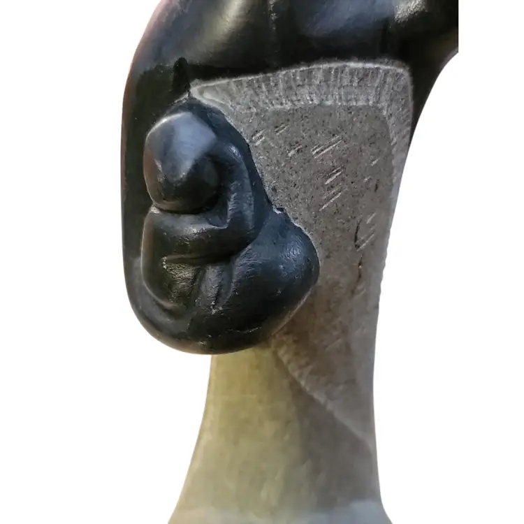 Haitian Mother Child Sculpture Stone Carving Folk Art 7" Tall