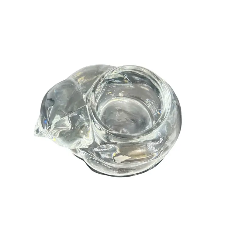 Crystal Candle HolderSleeping Cat Paperweight By Indiana Glass CoVintage Clear Glass Votive Kitten KittyChristmas Holiday Hosting Party Celebration Winter GiftThanksgiving Harvest Autumn Halloween Party Celebration Gift Mothers Day Anniversary BirthdayEaster Patriotic