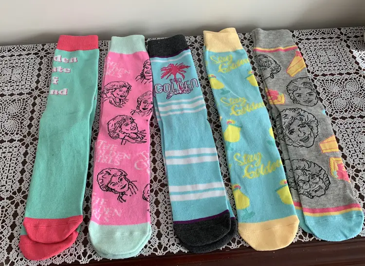 Five Pairs ABC Studios Golden Girls Betty White Themed Ladies Crew Socks New