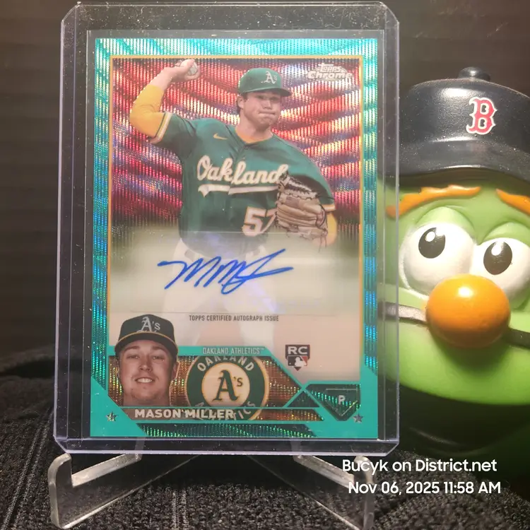 2023 Topps Chrome Teal Wave Auto - Mason Miller Oakland Athletics 22/199