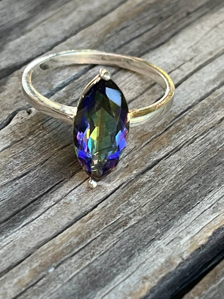 Mystic Topaz 925 Sterling Silver Ring Size 7 3/4