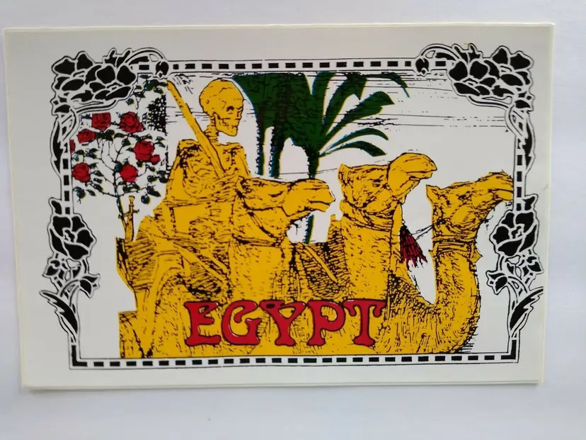 Grateful Dead Vintage Original 1980's Egypt Window Sticker Decal Skeleton Camels