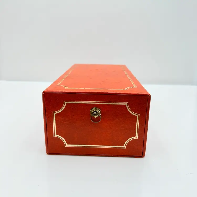 Vintage Orange And Good Faux Leather Sliding Photo Box