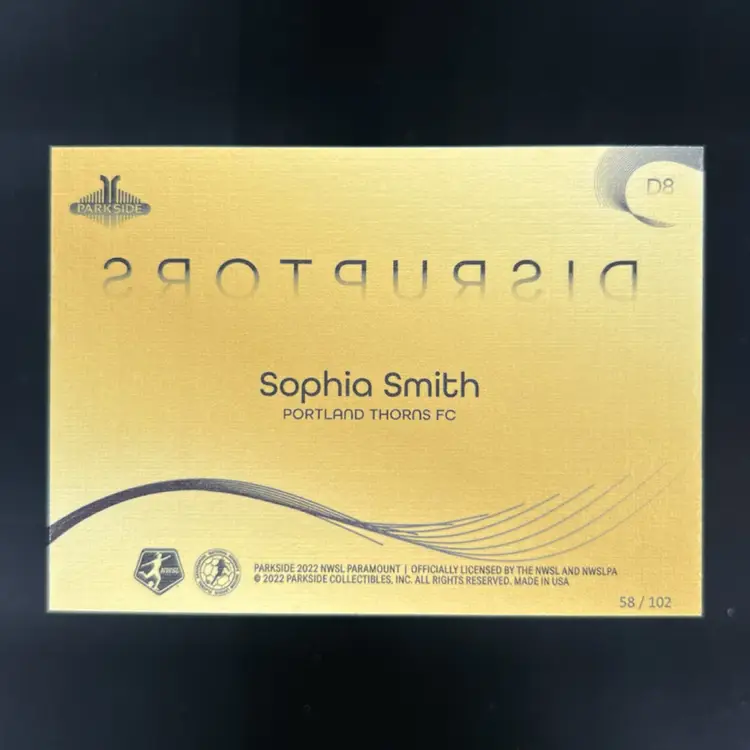 Sophia Smith 2022 NWSL Parkside Paramount Disruptors /102 Soccer Card