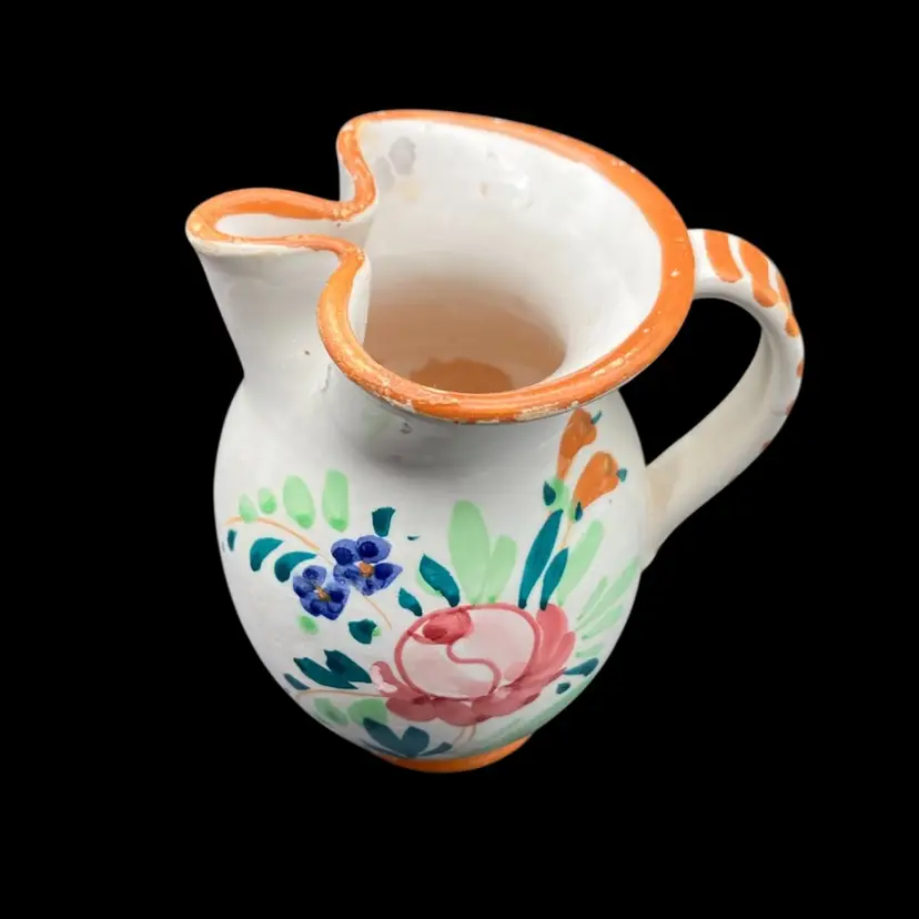 BIN - Vintage Handpainted Ceramic Bud Vase Mini Pitcher Made In Italy