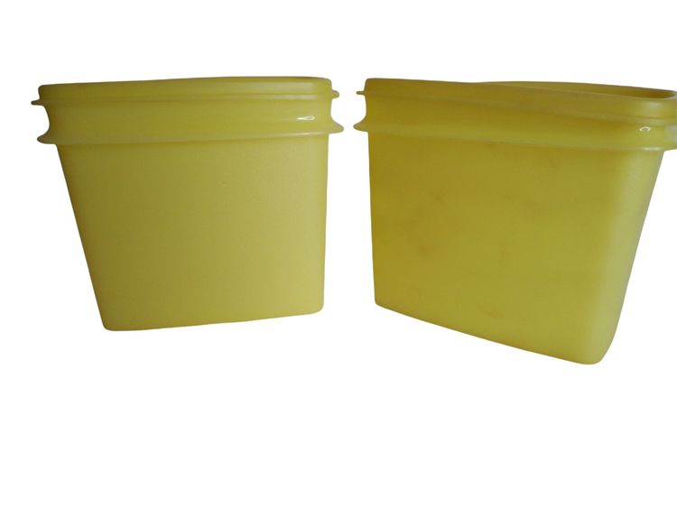 Vintage Rectangular Tupperware Storage Container Lemon Yellow 1243 and Lid 1244