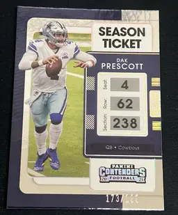 Dak Prescott 2021 Panini Contenders Season Ticket Parallel /199 #25 Dallas Cowboys