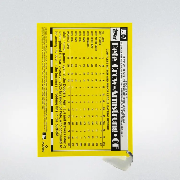 Pete Crow-Armstrong 2025 Topps Update Baseball #U90-7 1990 Rainbow Foil Chicago Cubs