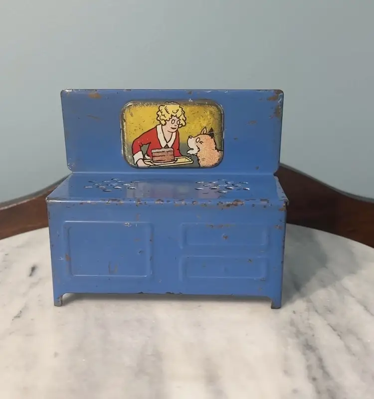 Vintage 1930's Little Orphan Annie & Sandy Metal Stove Blue Dollhouse Kitchen