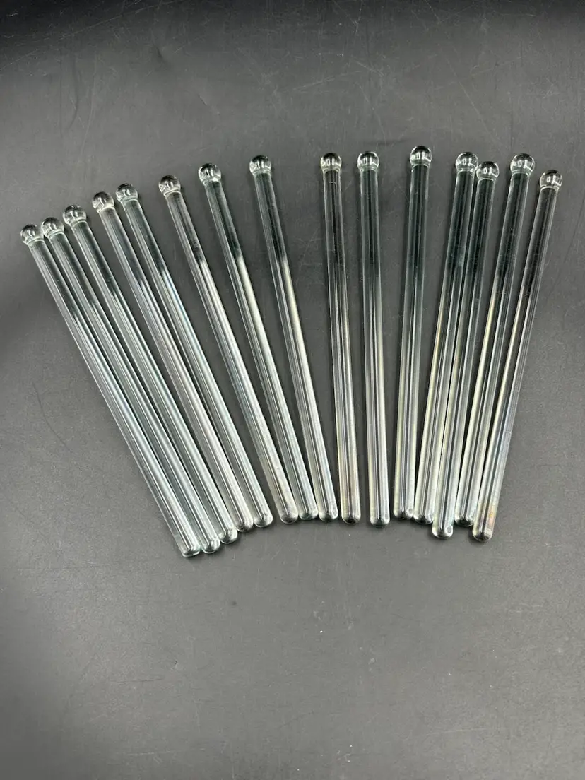 15 Vintage Clear Glass Cocktail Swizzle Stick Stirrers