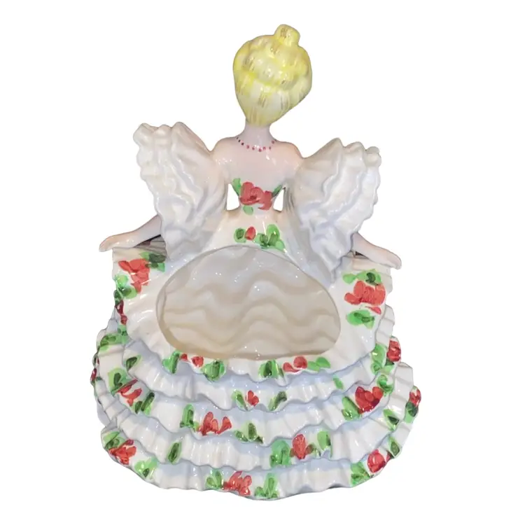 Vintage Lefton 428 Porcelain Planter Renaissance Period Lady
