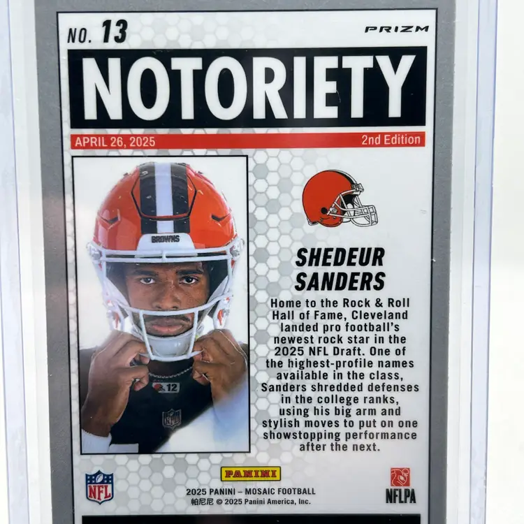 Shadeur Sanders - Panini Notoriety Orange Prizm Cleveland Browns