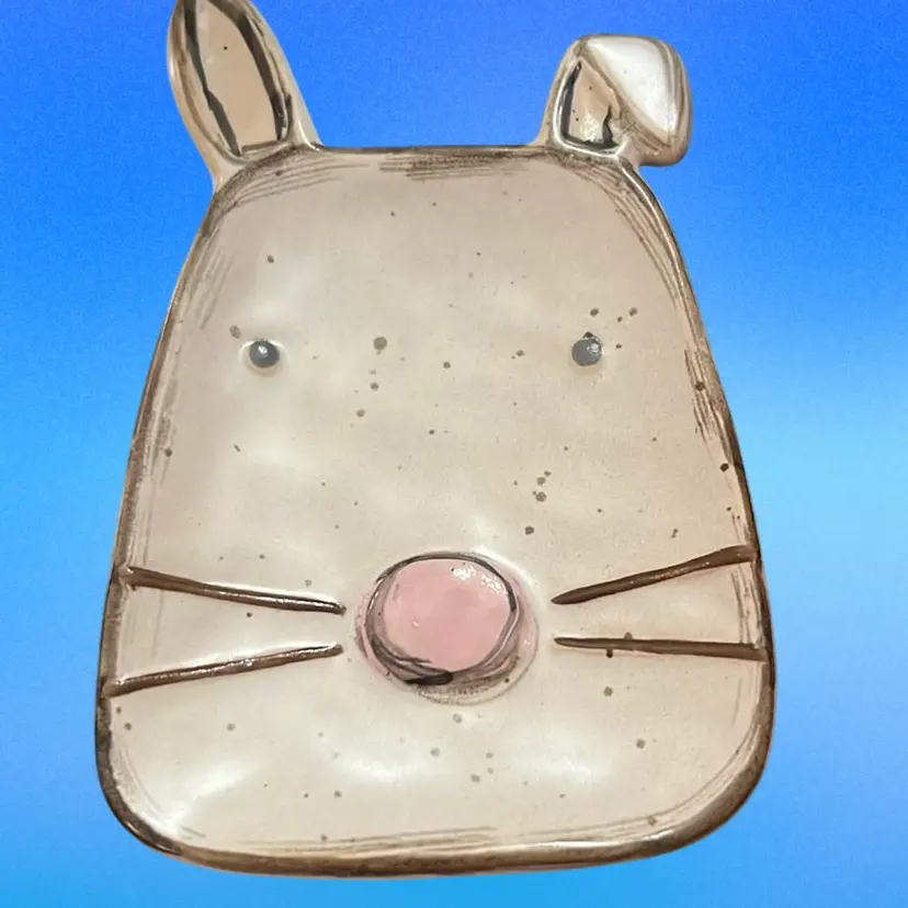 Mud Pie Bunny Easter  Trinket Or Ring Dish Stoneware Jewelry Tray 🐣 Easter Appropriate 5”