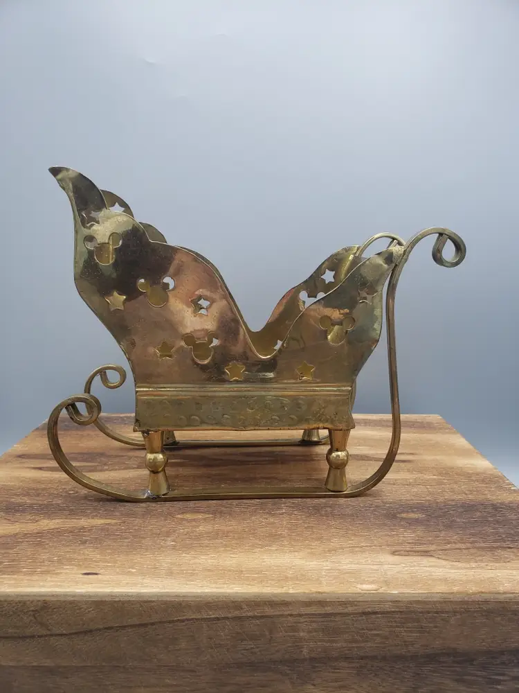 Brass Mickey Mouse Disney Holiday Christmas Sleigh
