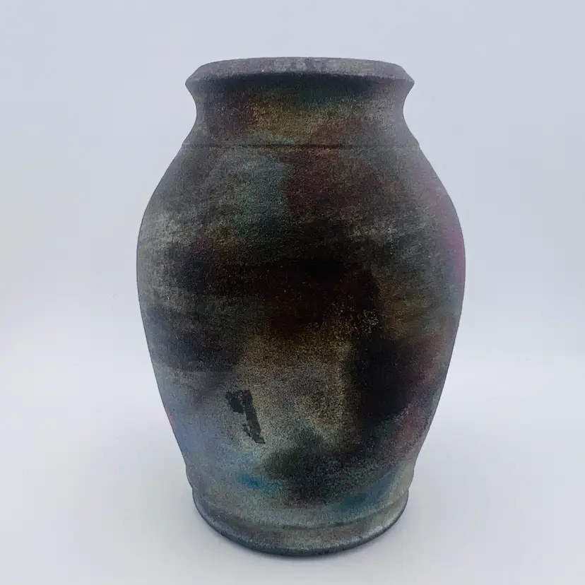 Beautiful Raku Pottery Vase Signed 709 5.5”