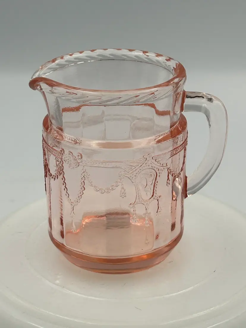 Vintage Mosser Glass Miniature Jennifer Pink Cameo Pitcher
