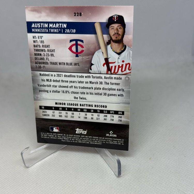 2024 Topps Stadium Club Red Foil Austin Martin Twins Rookie # 228