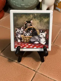 Tile Coaster  "Having A Picnic" by artist Laurie Snow Hein