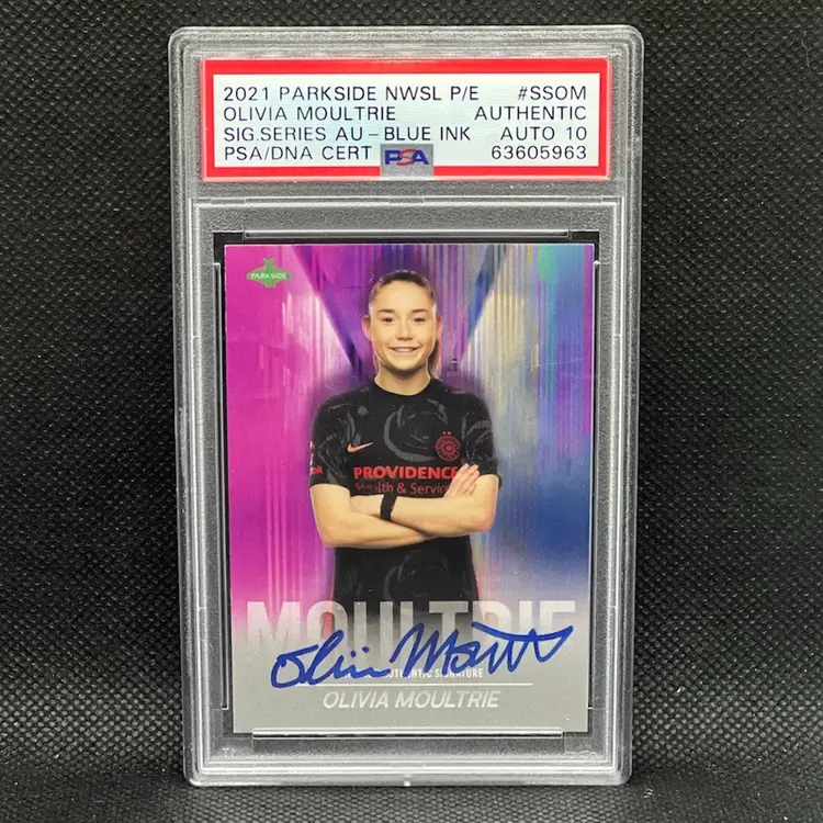 Olivia Moultrie 2021 Parkside NWSL Signature Series Autograph Blue Ink PSA Authentic 10 Grade Autograph Portland Thorns Soccer Card